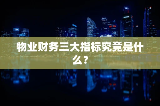 物业财务三大指标究竟是什么？