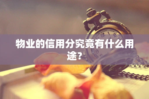 物业的信用分究竟有什么用途？