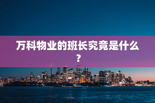 万科物业的班长究竟是什么？